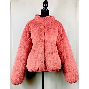 Women's Feathered Cord Puffer Jacket - Wild Fable Rose